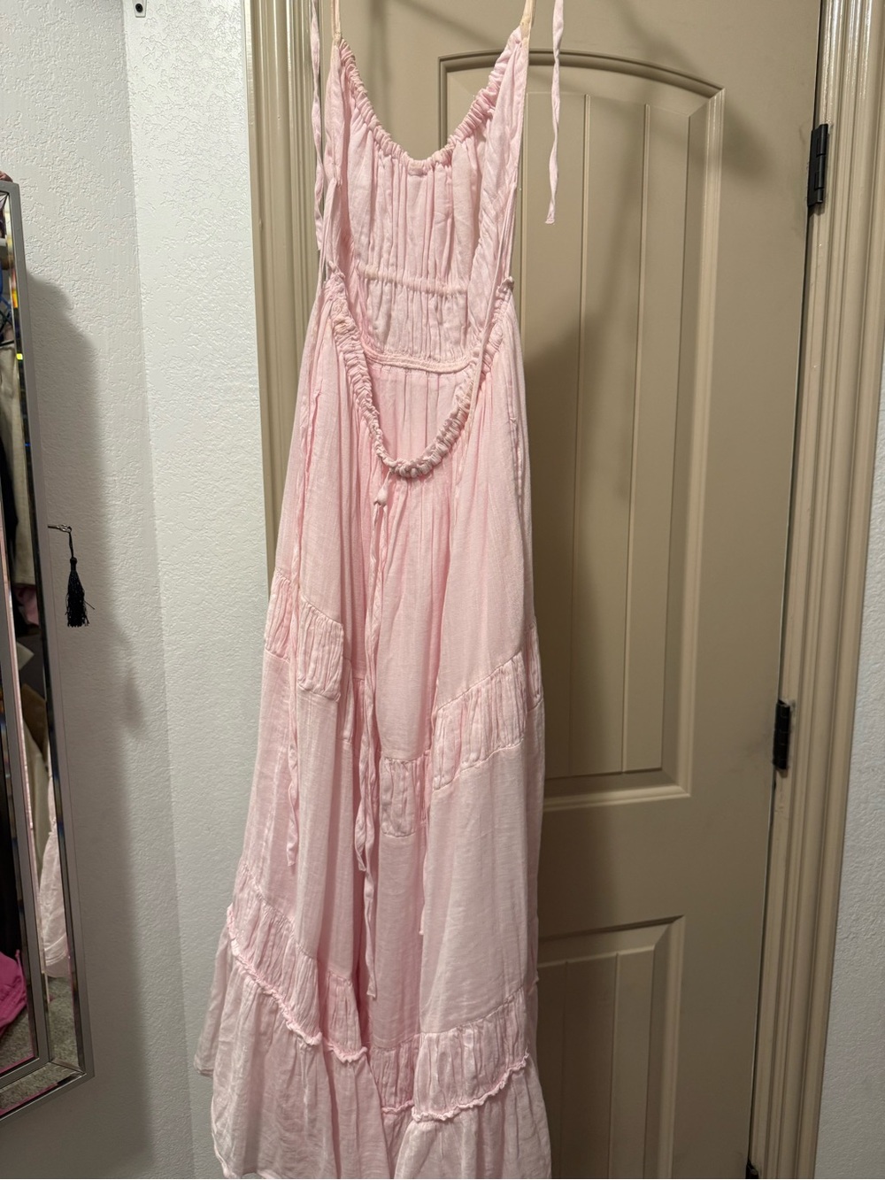 Free People Light Pink Tiered Spaghetti-Strap Maxi Dress - Picture 2 of 2